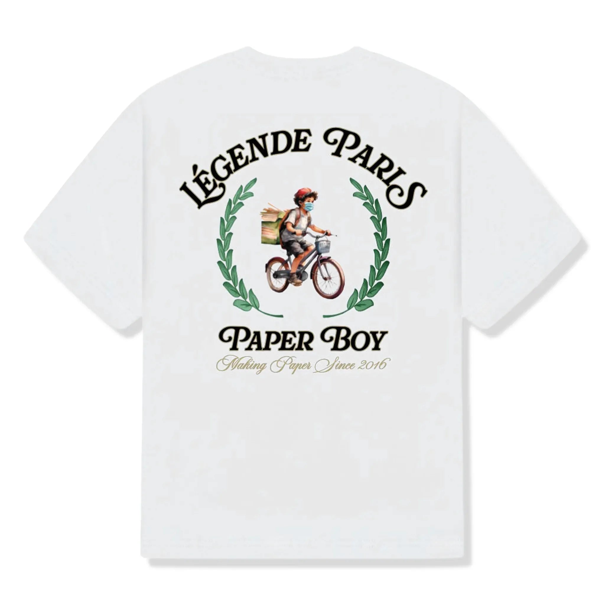 Back View of Légende Paris Paperboy White T Shirt LPTEE165